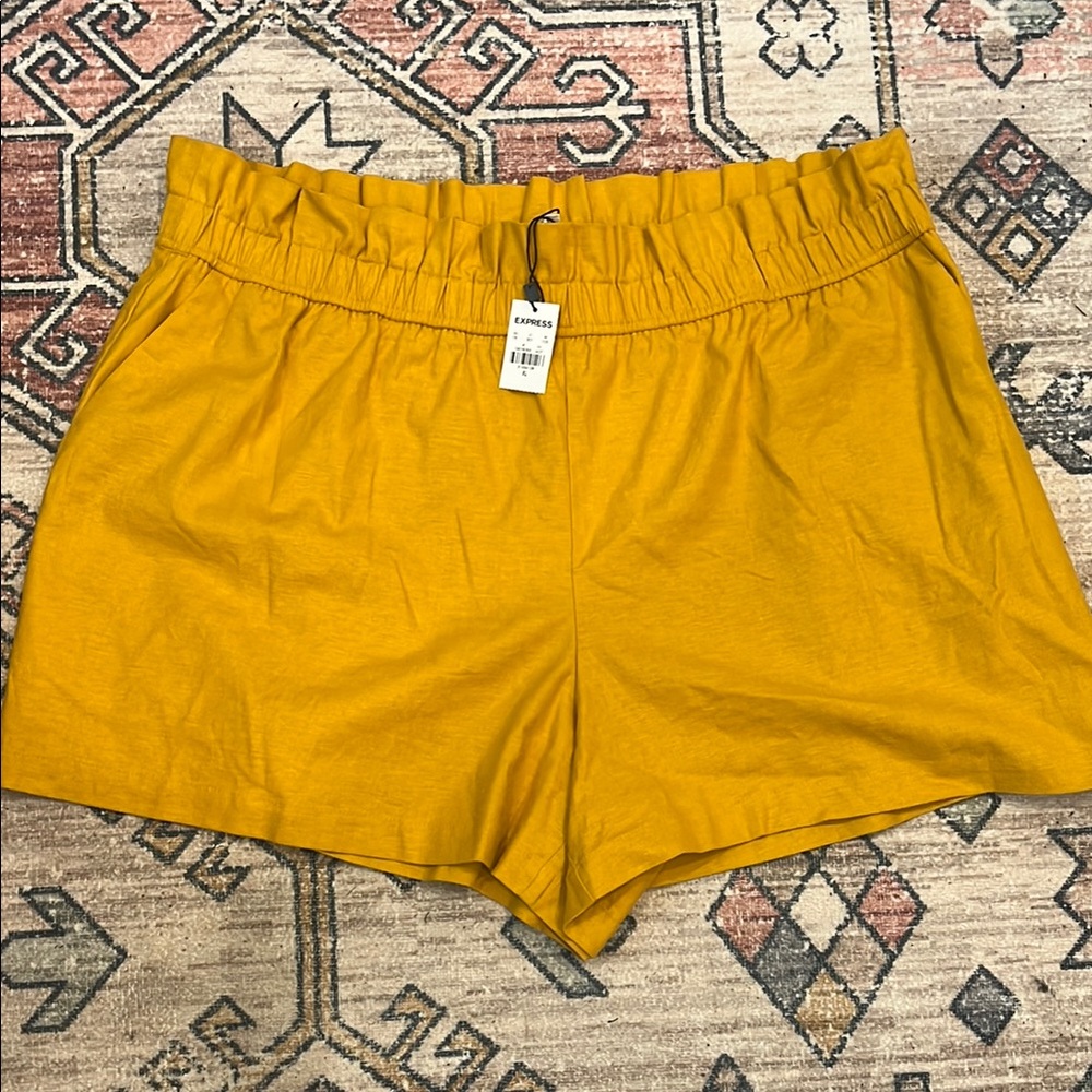 Express Mustard High Waist Shorts